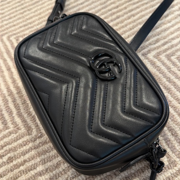 Gucci Marmot Mini Shoulder Bag Black Leather - Picture 15 of 16